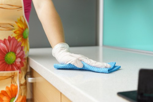 Cleaner preparing a Docklands property for final inspection