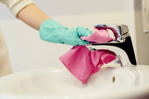 Cleaning team preparing a service booking agreement