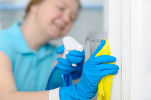 Docklands cleaning team carefully maintaining a bright office space