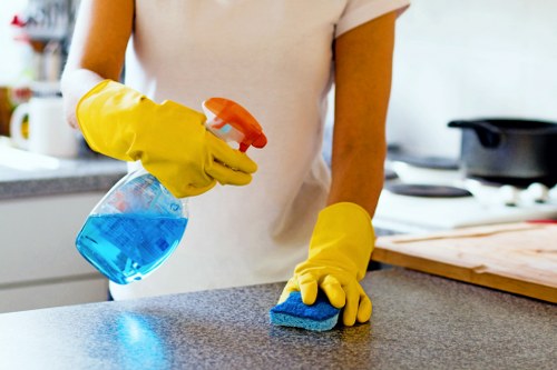 Shiny polished concrete floor cleaning in Docklands