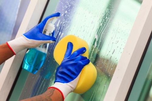 Supervisor observing safe cleaning practices in a work area