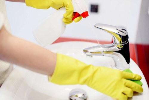 Cleaning staff reviewing risk controls and equipment use
