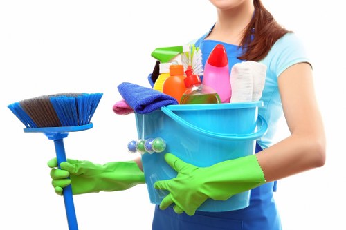Professional cleaners refreshing a Docklands workspace