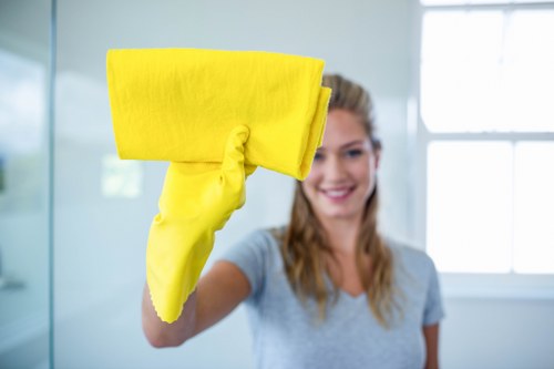 Close-up of detailed cleaning in a contemporary Docklands property