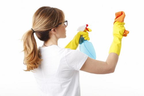 Cleaner reviewing service details and access requirements